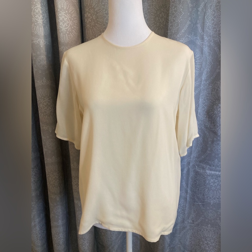 Nordstrom Studio 121 100% Silk Sheer Short Sleeve Blouse Size XS